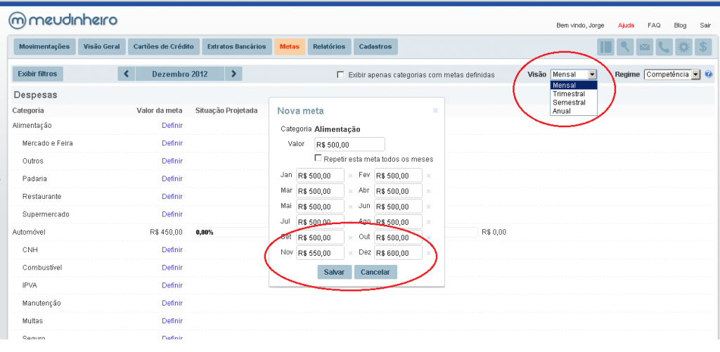 Novo módulo de metas