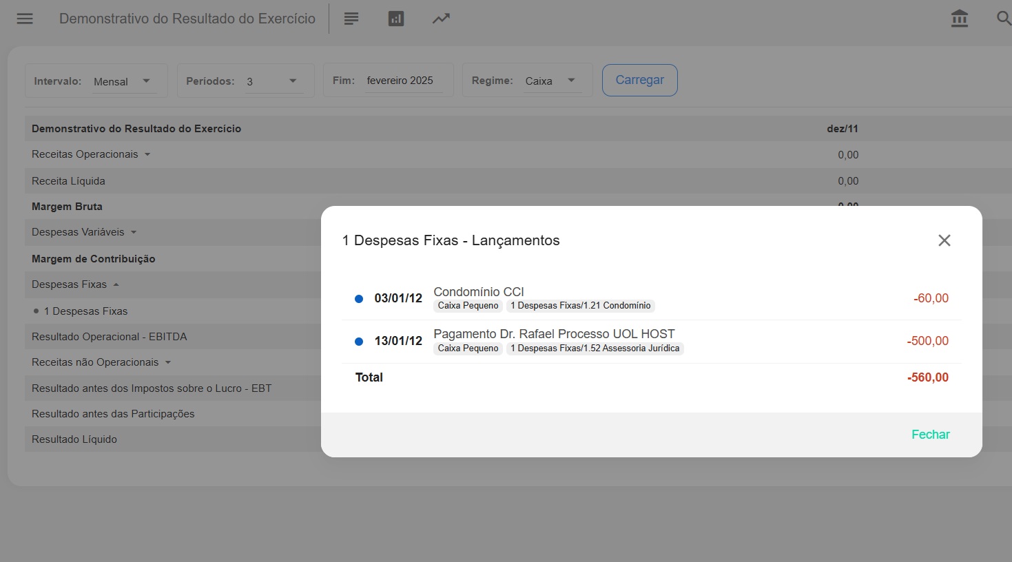 Detalhar lançamentos DRE DFC