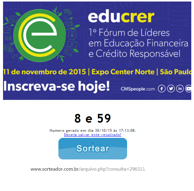 Resultado sorteio Educrer 2015